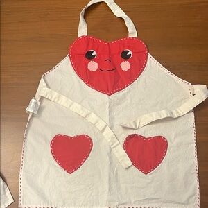 Pottery Barn Kids Red and cream Heart Apron